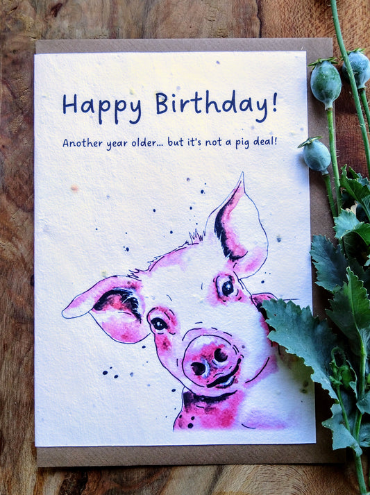 Another Year Older... But It's Not a Pig Deal! Wildflower Seed Card